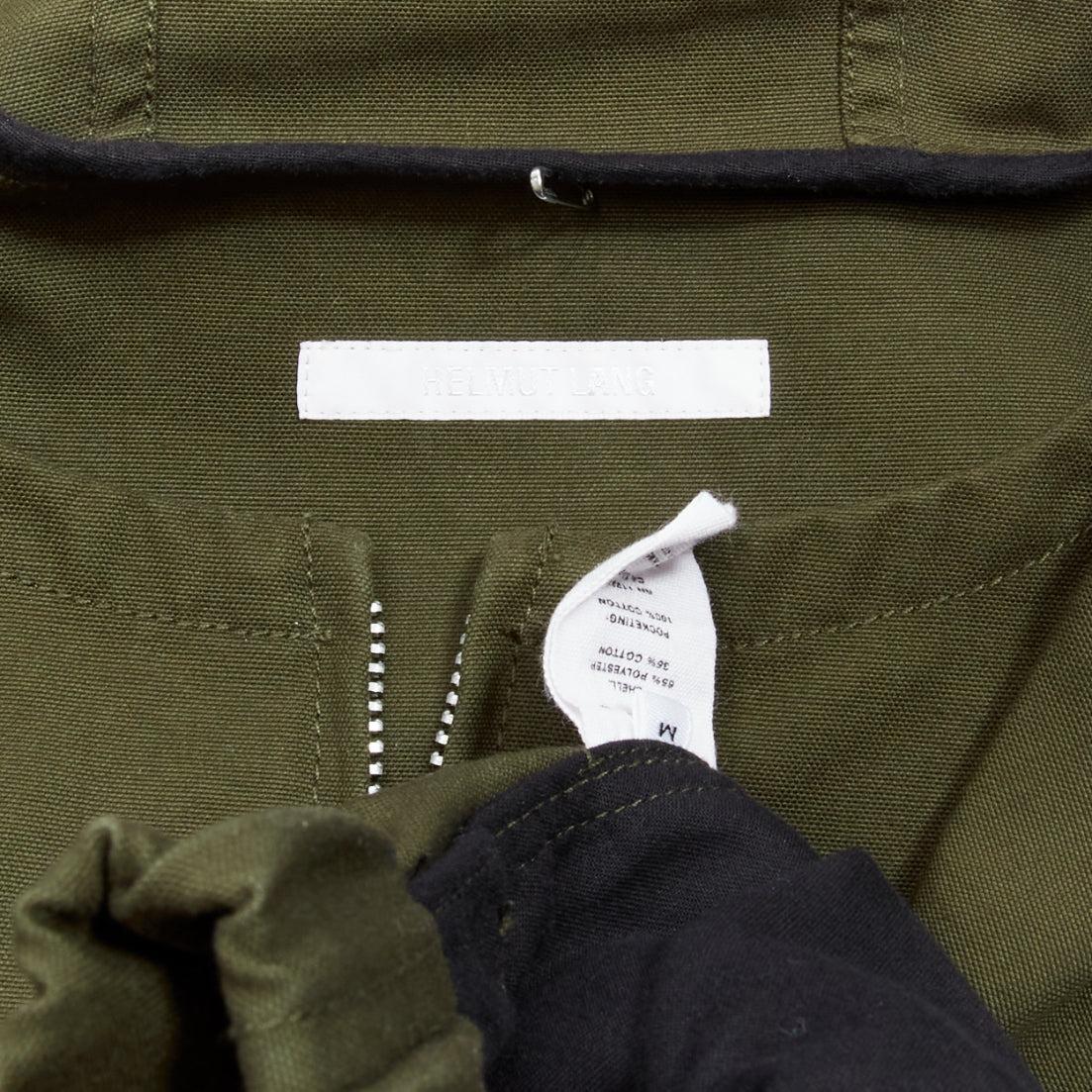 HELMUT LANG navy green silver half zip safari pocket hoodie M 5