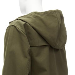 HELMUT LANG navy green silver half zip safari pocket hoodie M