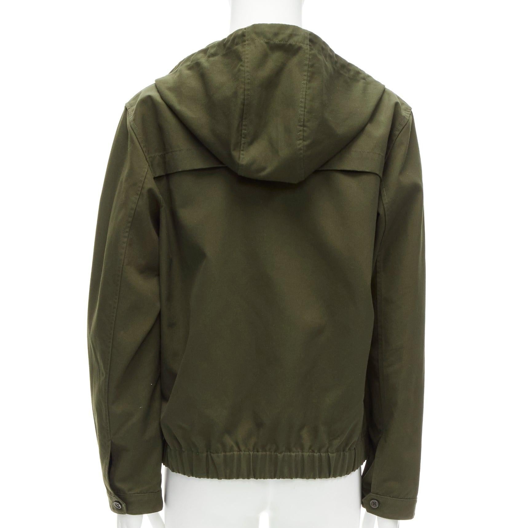 Men's HELMUT LANG navy green silver half zip safari pocket hoodie M