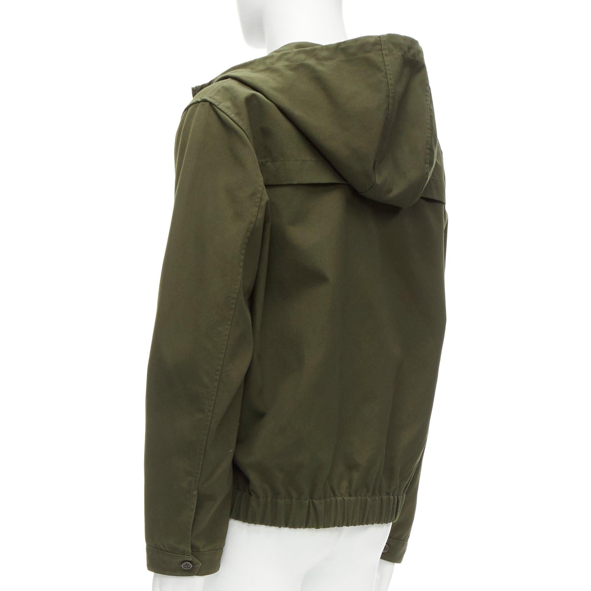 HELMUT LANG navy green silver half zip safari pocket hoodie M 1