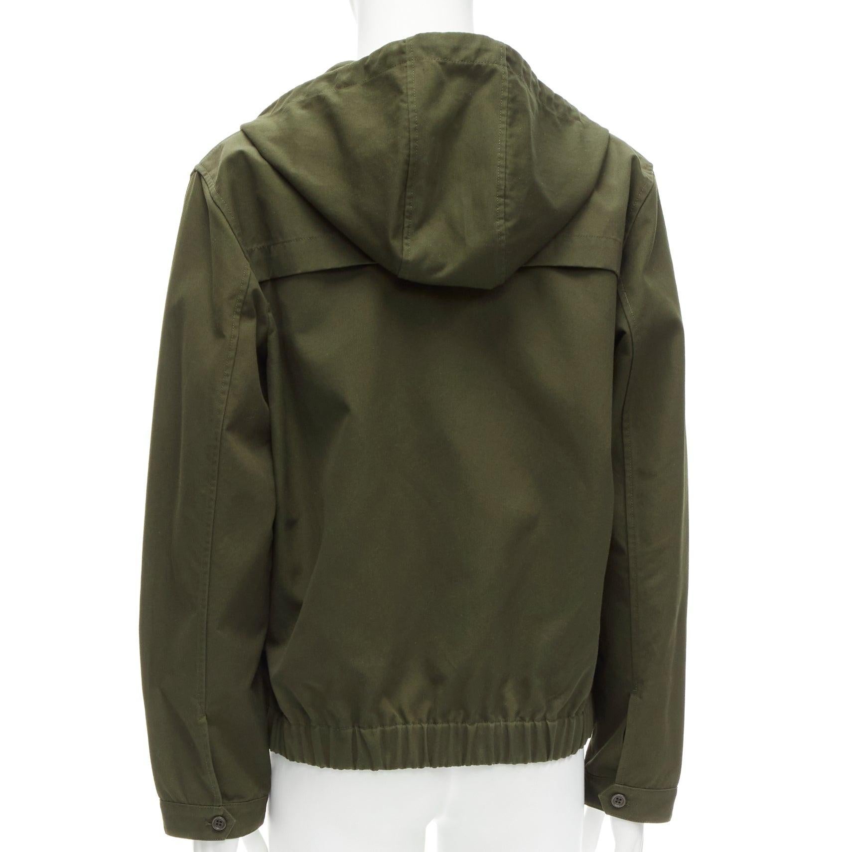 HELMUT LANG navy green silver half zip safari pocket hoodie M 2