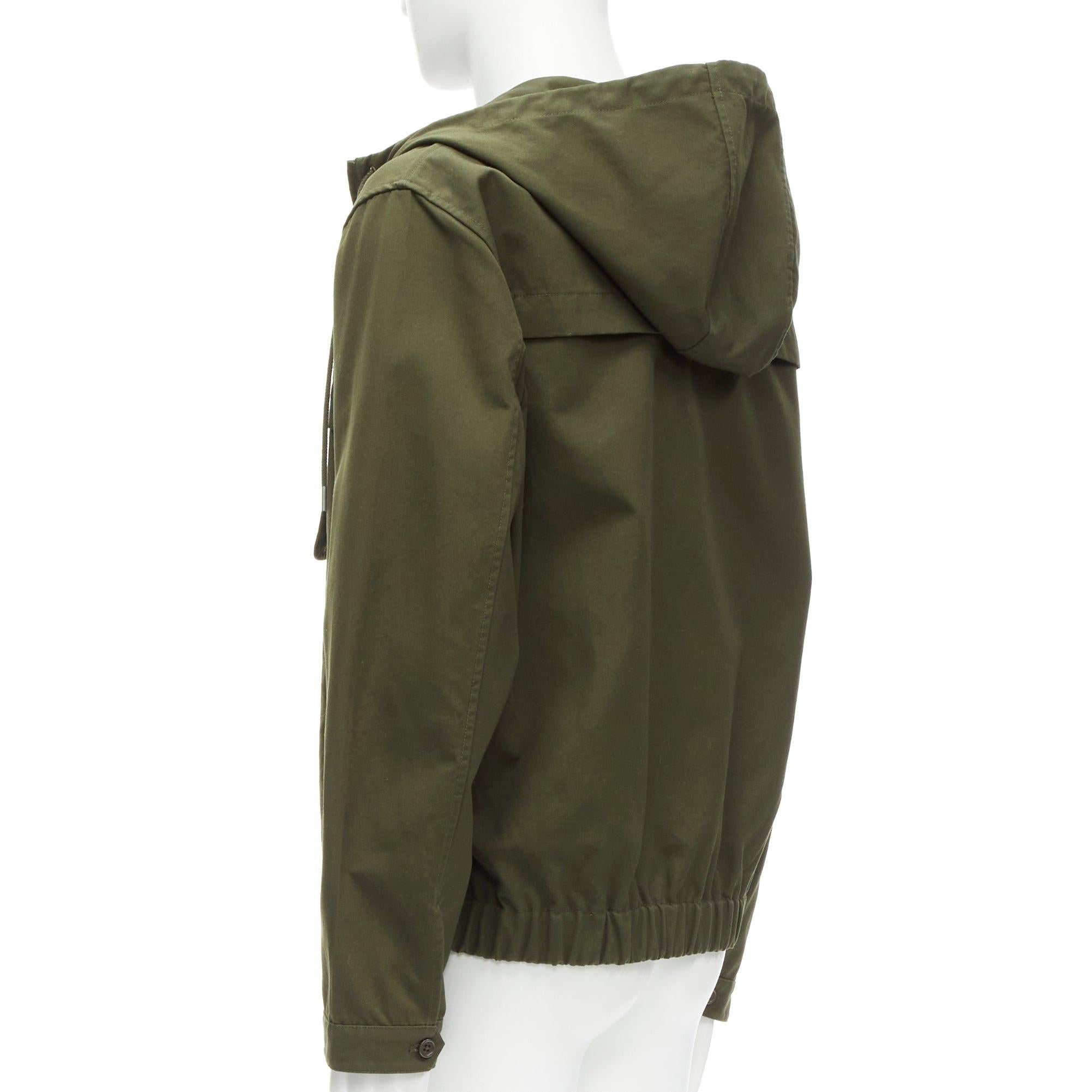 HELMUT LANG navy green silver half zip safari pocket hoodie M 3