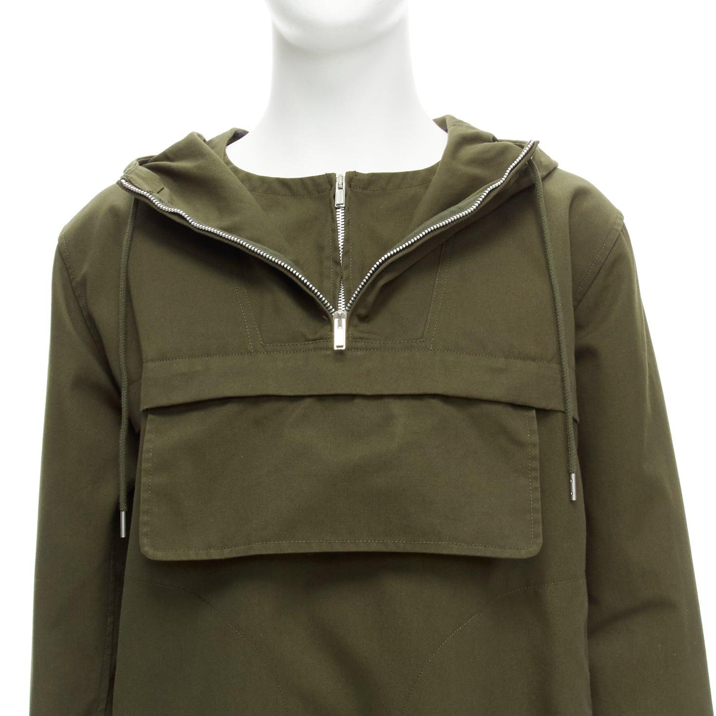 HELMUT LANG navy green silver half zip safari pocket hoodie M 4