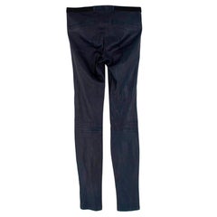 Helmut Lang Navy Stretch Leather Leggings US4