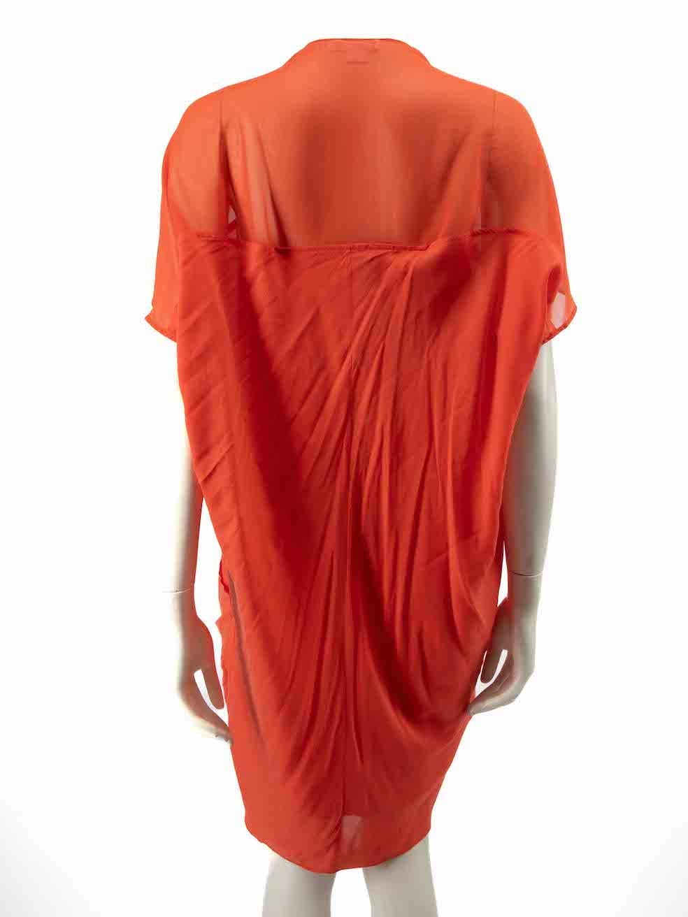 Helmut Lang Orangefarbenes durchsichtiges Minikleid aus Mesh Größe S (Rot) im Angebot
