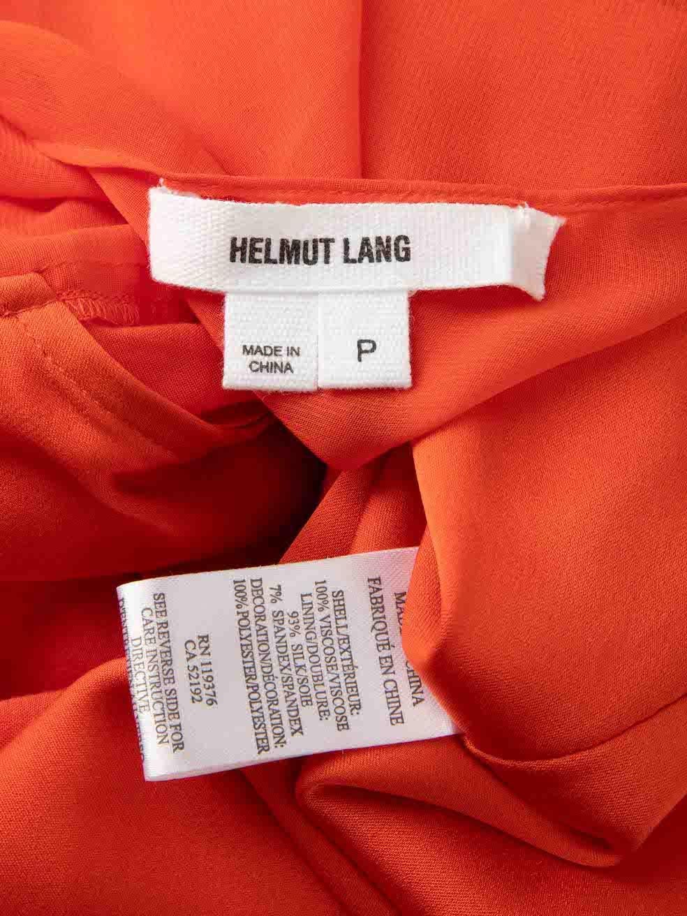 Helmut Lang Orangefarbenes durchsichtiges Minikleid aus Mesh Größe S Damen im Angebot