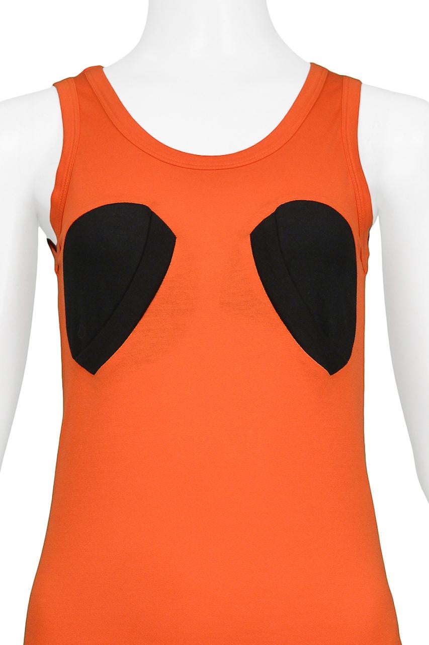 Women's Helmut Lang Orange Tank Top With Black Insets For Sale