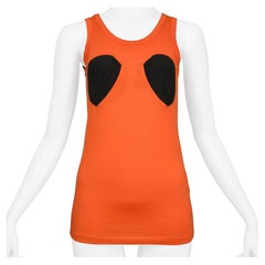 Helmut Lang Orangefarbenes Tank-Top mit schwarzen Einsätzen