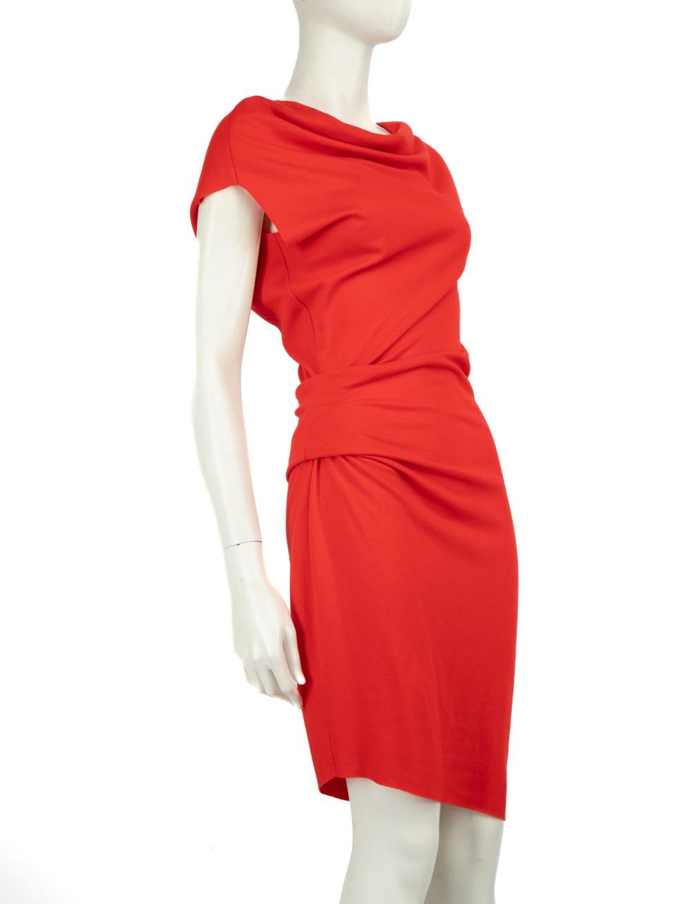 CONDITION is Very good. Minimal wear to the dress is evident. Small hole on the lower back of this used Helmut Lang designer resale item.
  
  Details
  
  
  Red 
  
  Wool
  
  Dress
  
  Knee length
  
  Short sleeve
  
  Asymmetric shoulder
  
 