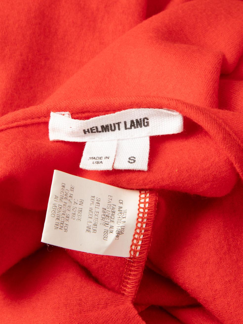 Helmut Lang Red Wool Asymmetric Shoulder Dress Size S 2