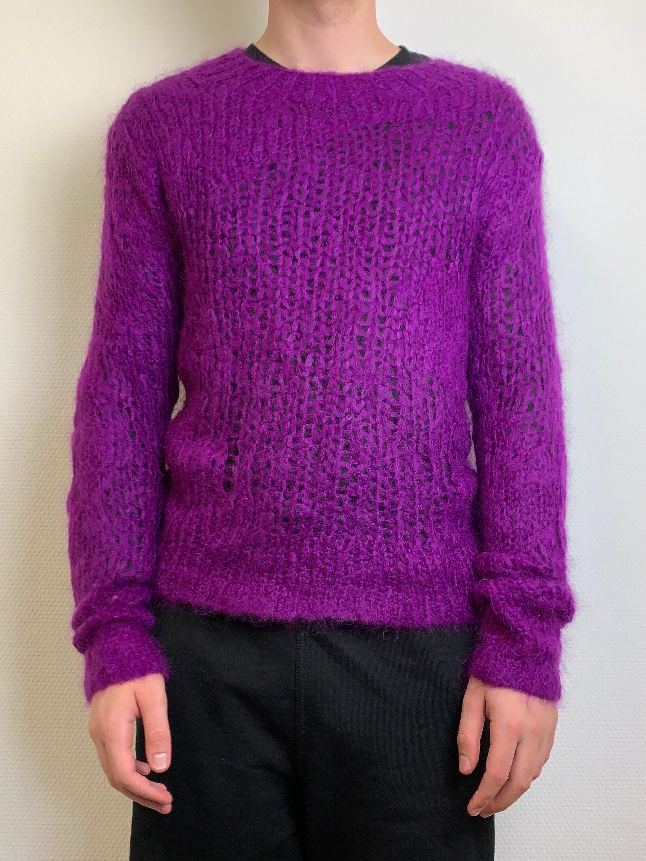 Helmut Lang riot loose mohair knit purple In Excellent Condition For Sale In Bechtheim, DE