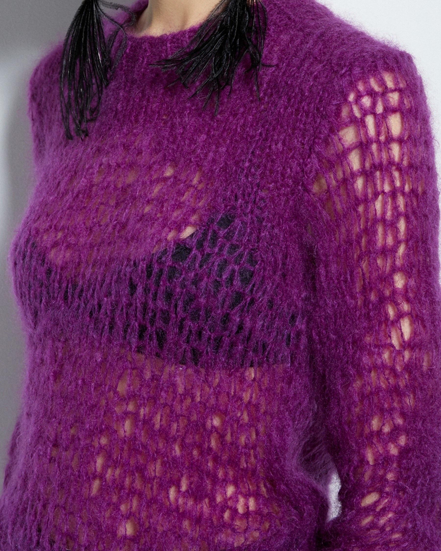 Helmut Lang riot loose mohair knit purple For Sale 3