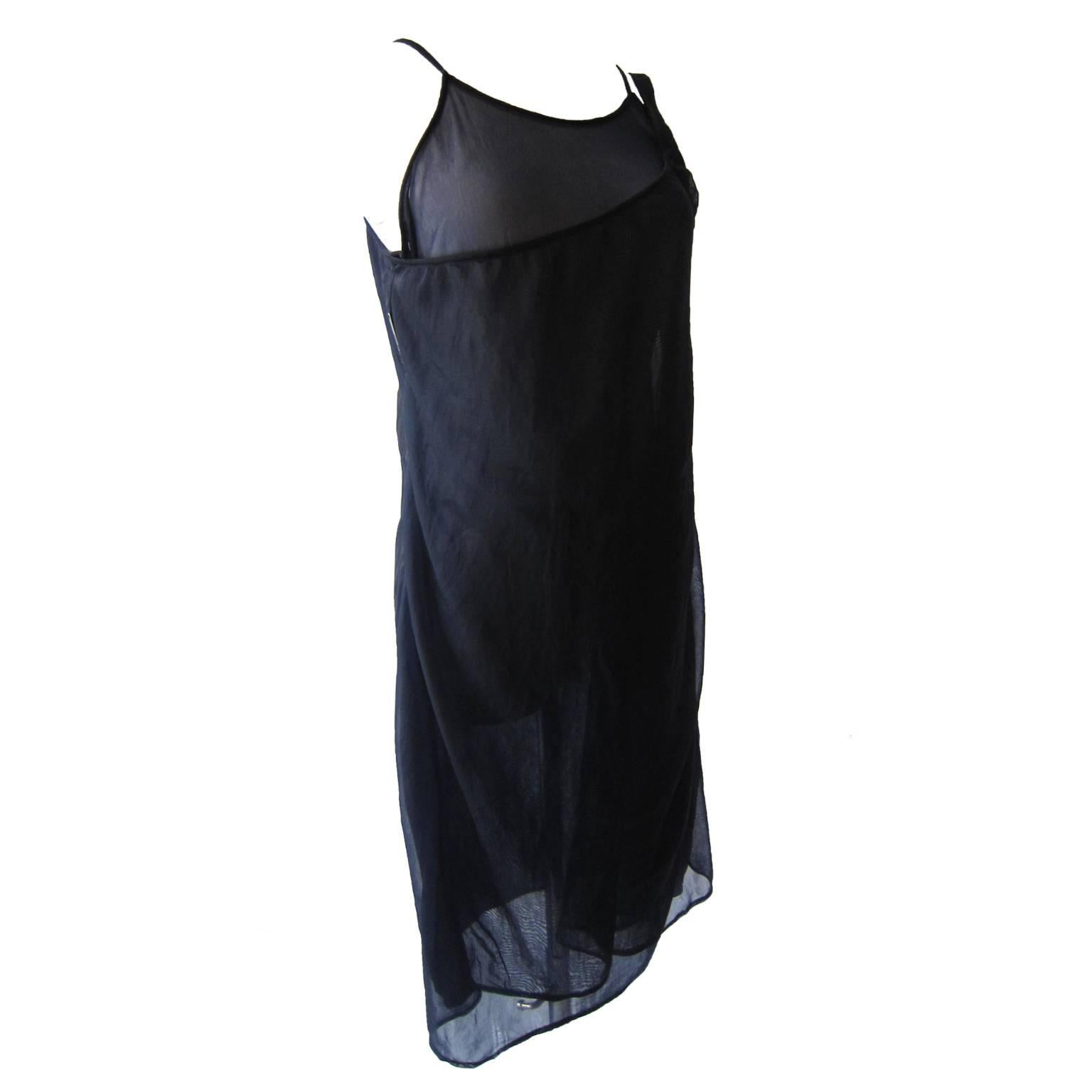 Helmut Lang Sheer Navy Layered Dress SS 1995 For Sale at 1stDibs