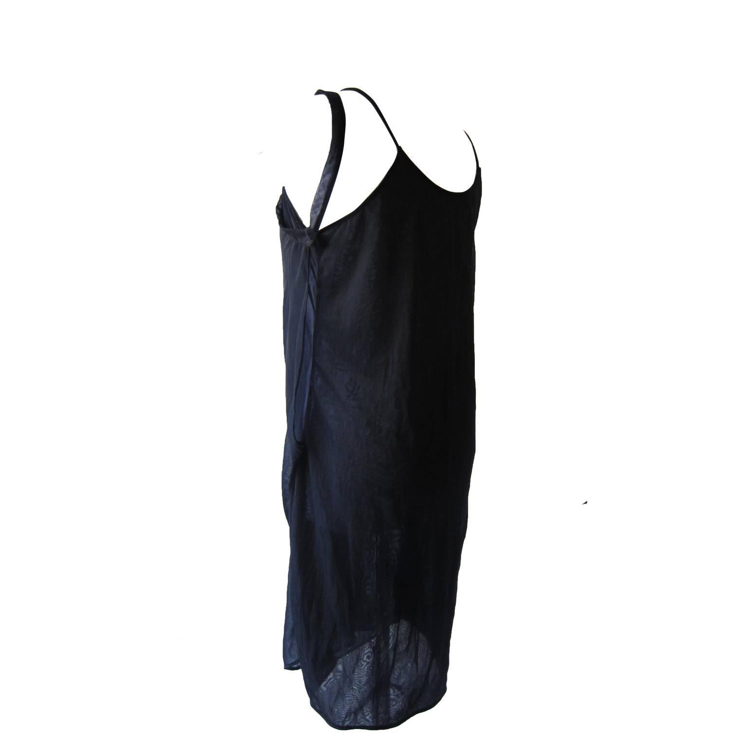 Black Helmut Lang Sheer Navy Layered Dress SS 1995 For Sale