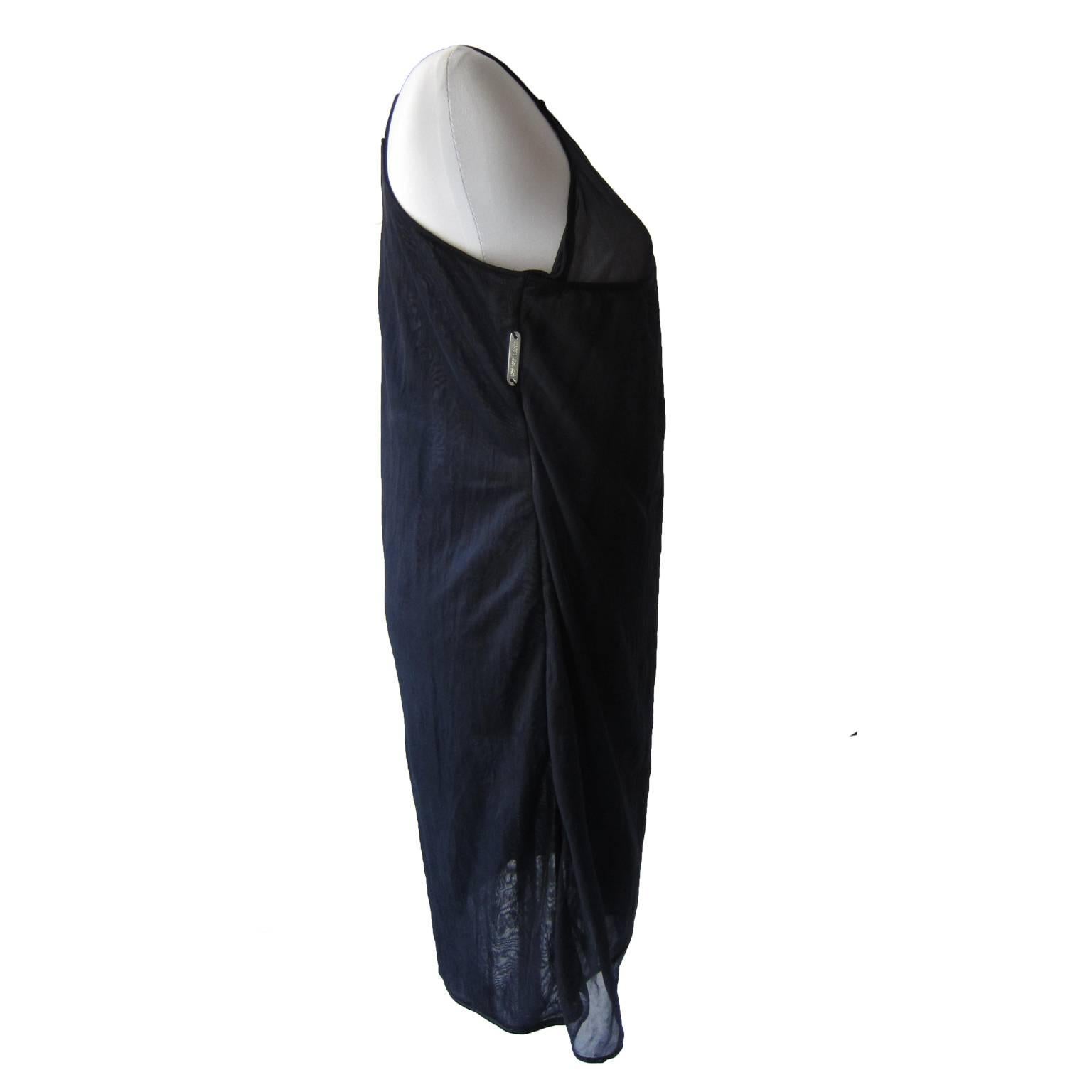 Helmut Lang Sheer Navy Layered Dress SS 1995 In Good Condition For Sale In Berlin, DE