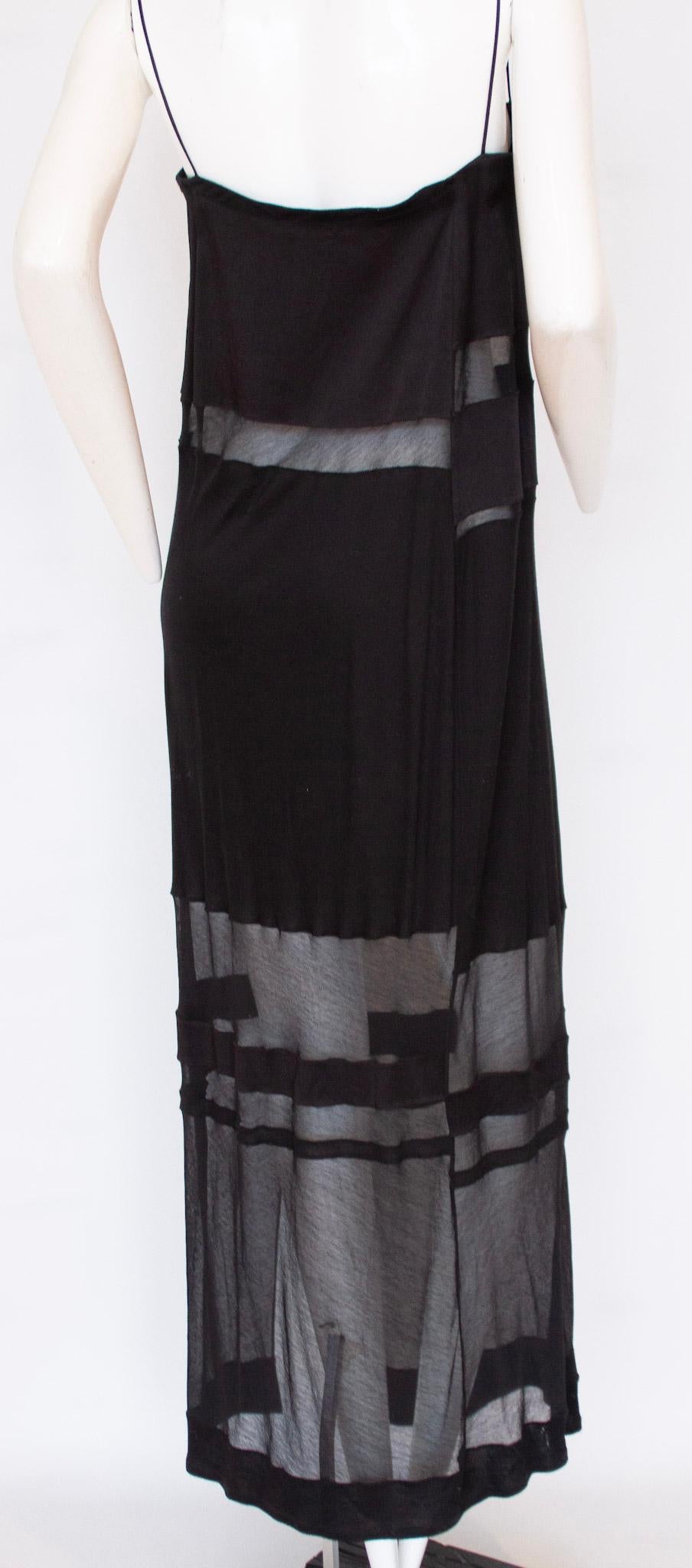 Helmut Lang, Silk, Sheer Panel, Black, Strappy, Maxi Dress, 2000s In Excellent Condition In Kingston, NY
