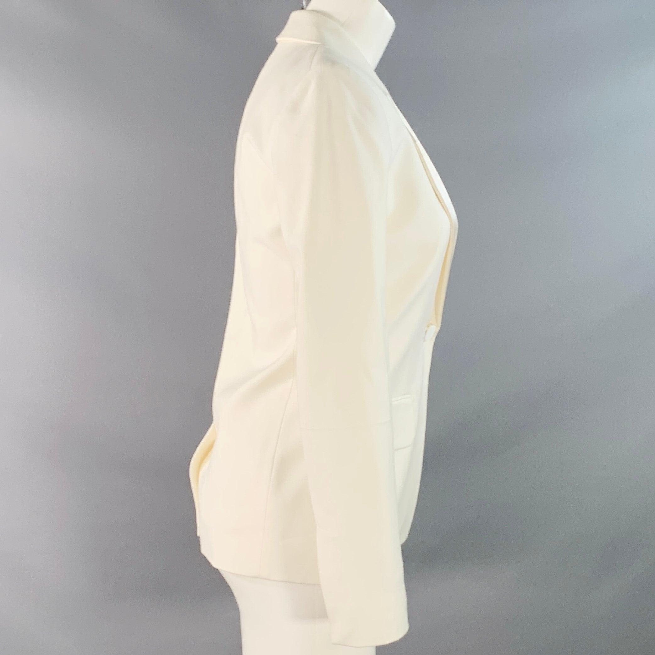 HELMUT LANG Größe 0 Creme Viskose-Baumwolle-Gewebe Jacke Blazer (Grau) im Angebot