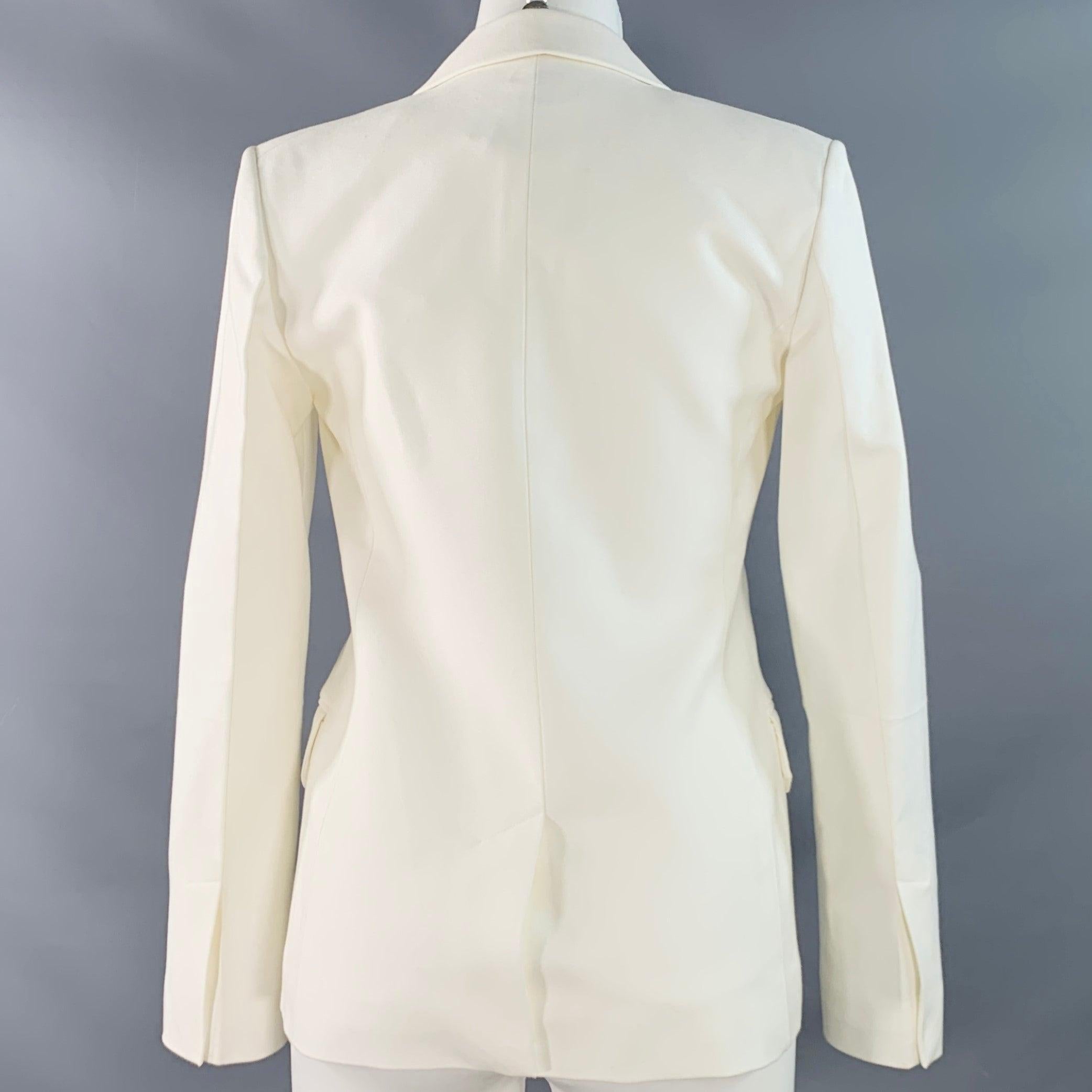 HELMUT LANG Größe 0 Creme Viskose-Baumwolle-Gewebe Jacke Blazer im Zustand „Gut“ im Angebot in San Francisco, CA