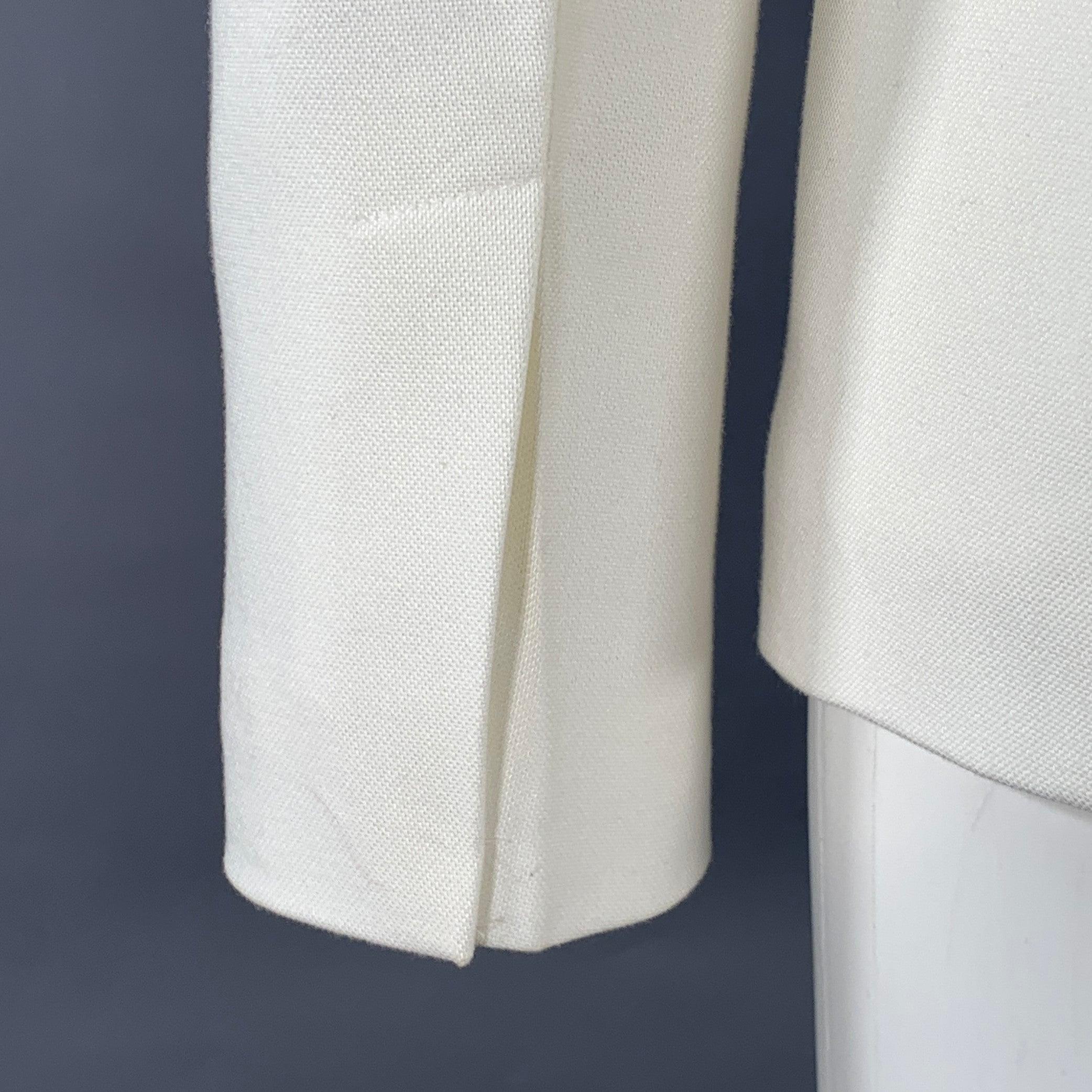 HELMUT LANG Größe 0 Creme Viskose-Baumwolle-Gewebe Jacke Blazer Damen im Angebot
