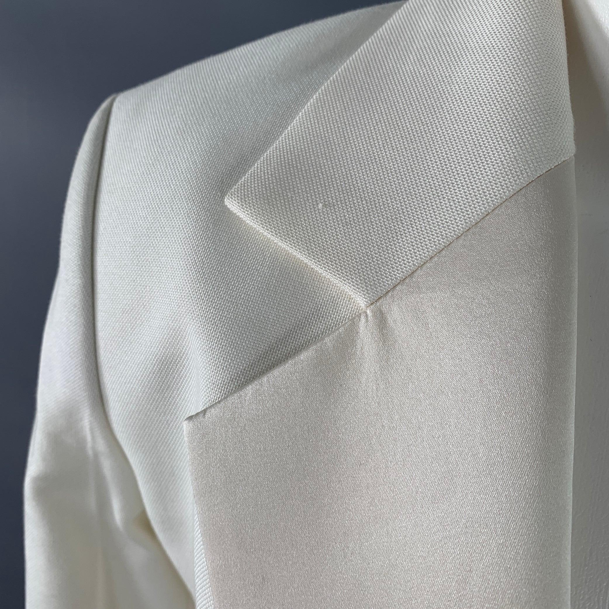 HELMUT LANG Größe 0 Creme Viskose-Baumwolle-Gewebe Jacke Blazer im Angebot 2