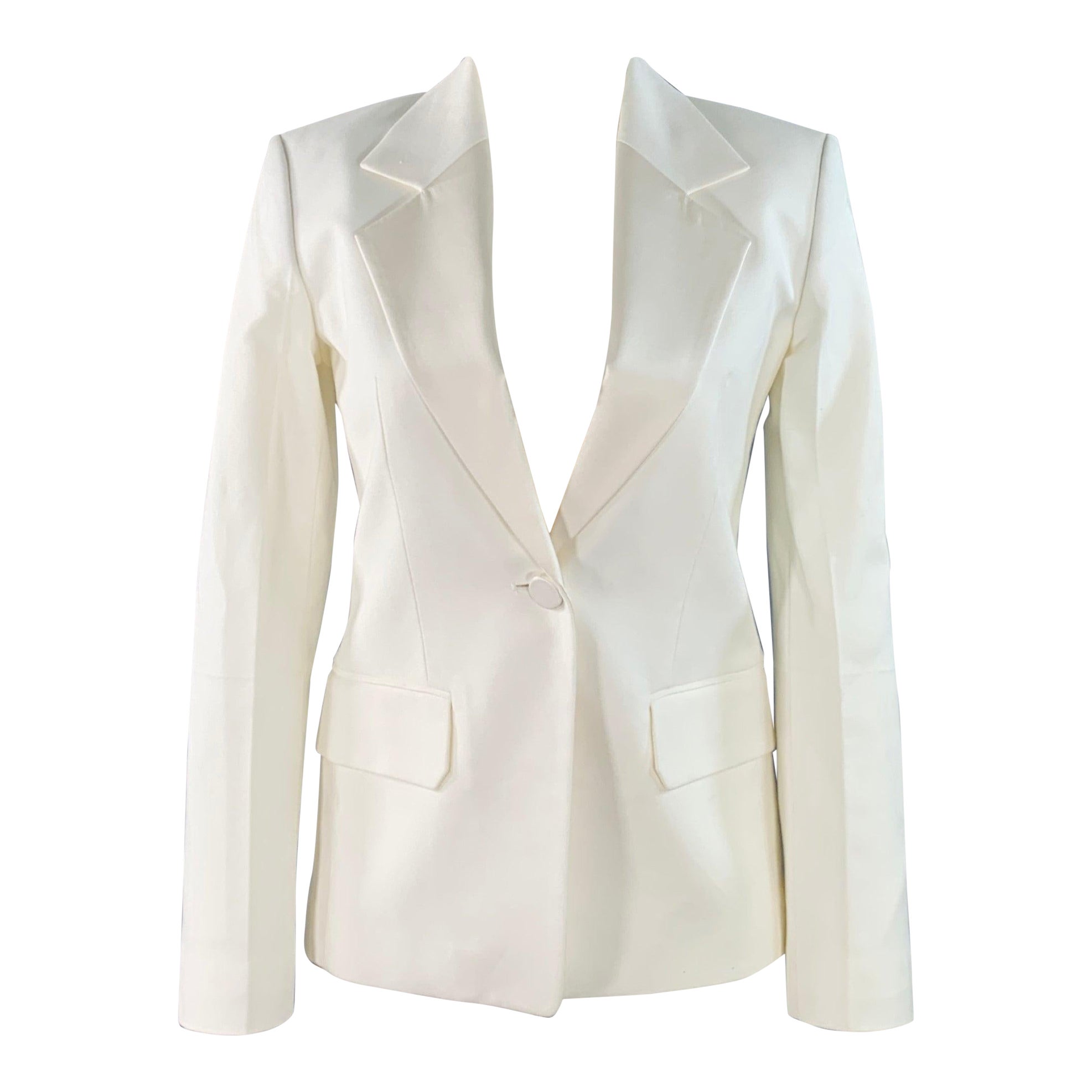 HELMUT LANG Größe 0 Creme Viskose-Baumwolle-Gewebe Jacke Blazer