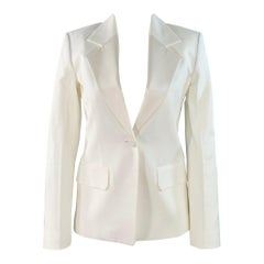 HELMUT LANG Taglia 0 Crema Viscosa Cotone Tessuto Giacca Blazer