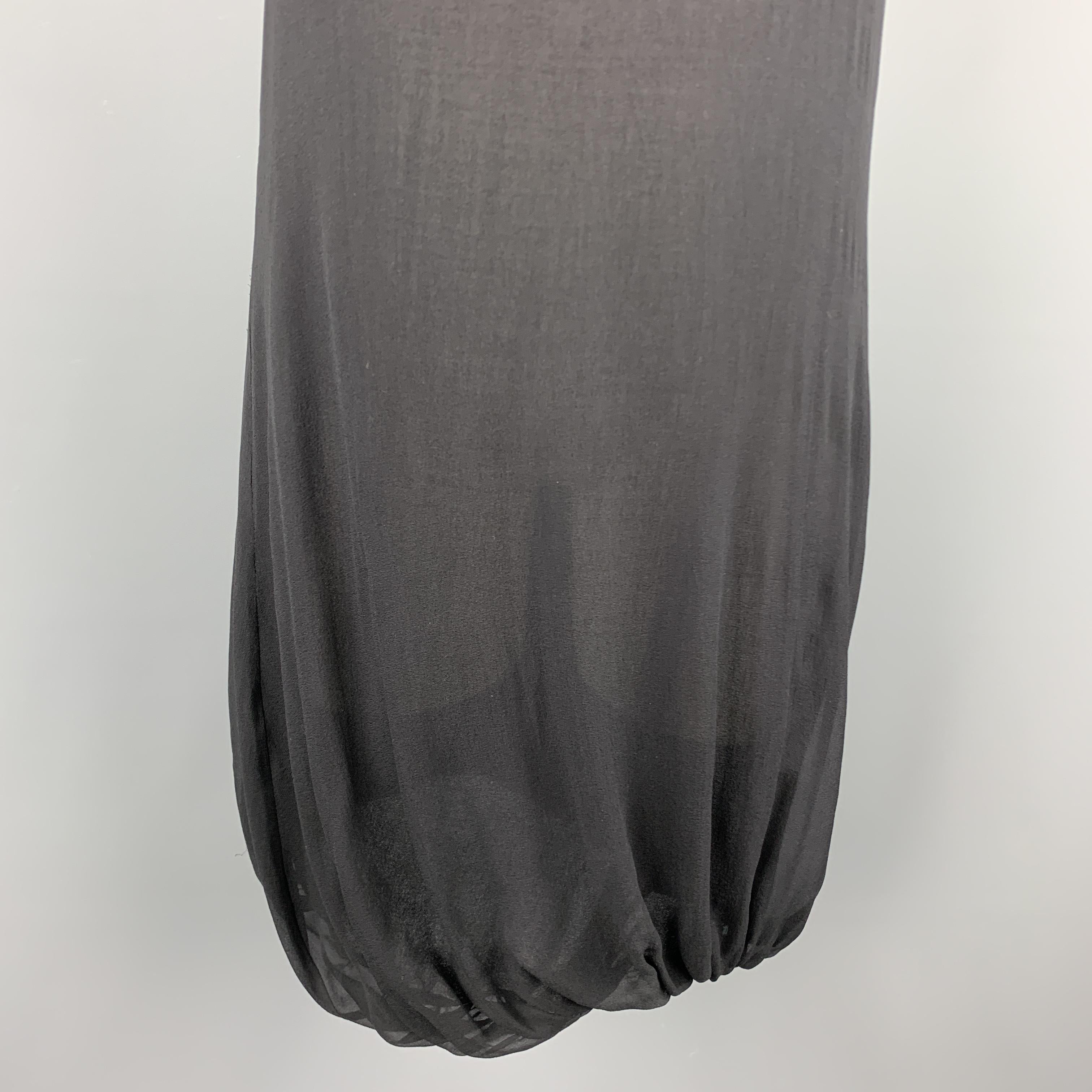 HELMUT LANG Size 2 Black Silk & Wool Layered Tank Bubble Dress In Excellent Condition In San Francisco, CA