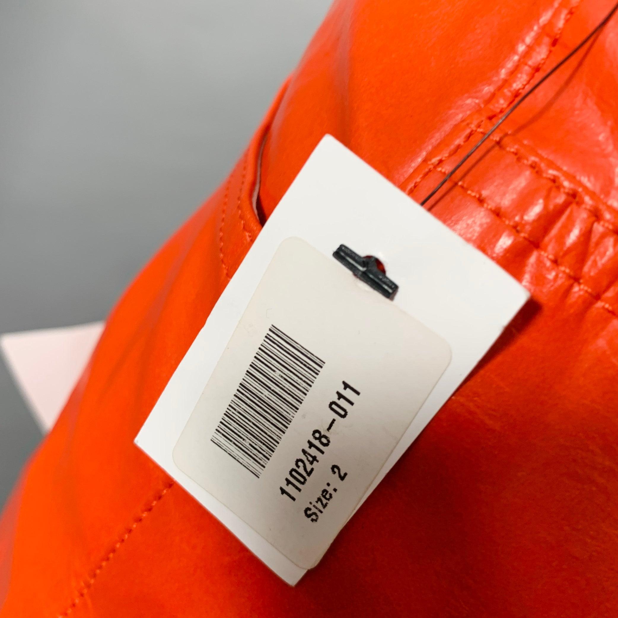 Red HELMUT LANG Size 2 Magma Orange Lambskin Leather Jean Cut Casual Pants For Sale
