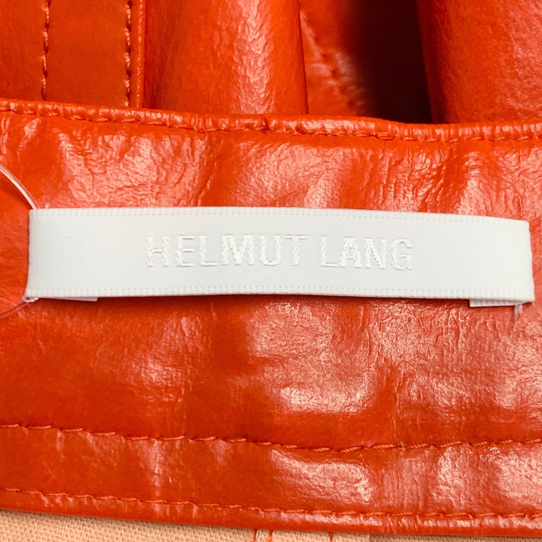HELMUT LANG Size 2 Magma Orange Lambskin Leather Jean Cut Casual Pants In Excellent Condition For Sale In San Francisco, CA