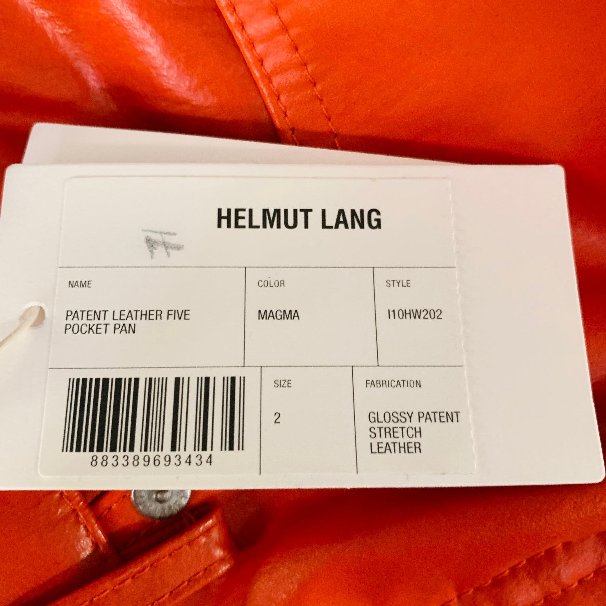 HELMUT LANG Size 2 Magma Orange Lambskin Leather Jean Cut Casual Pants For Sale 1
