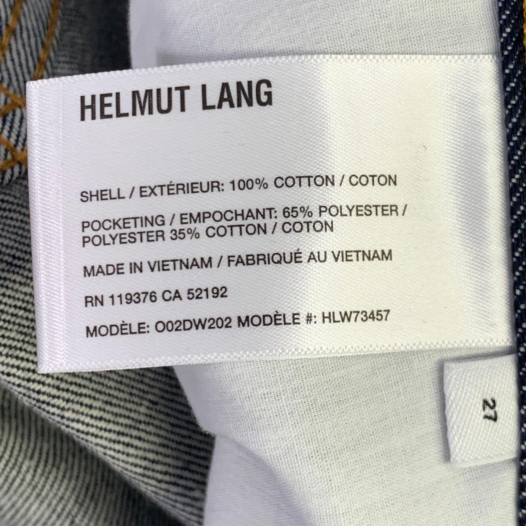HELMUT LANG Size 27 Mid Rise Slim Indigo Contrast Stitch Cotton Slim Straight Jeans In Excellent Condition For Sale In San Francisco, CA