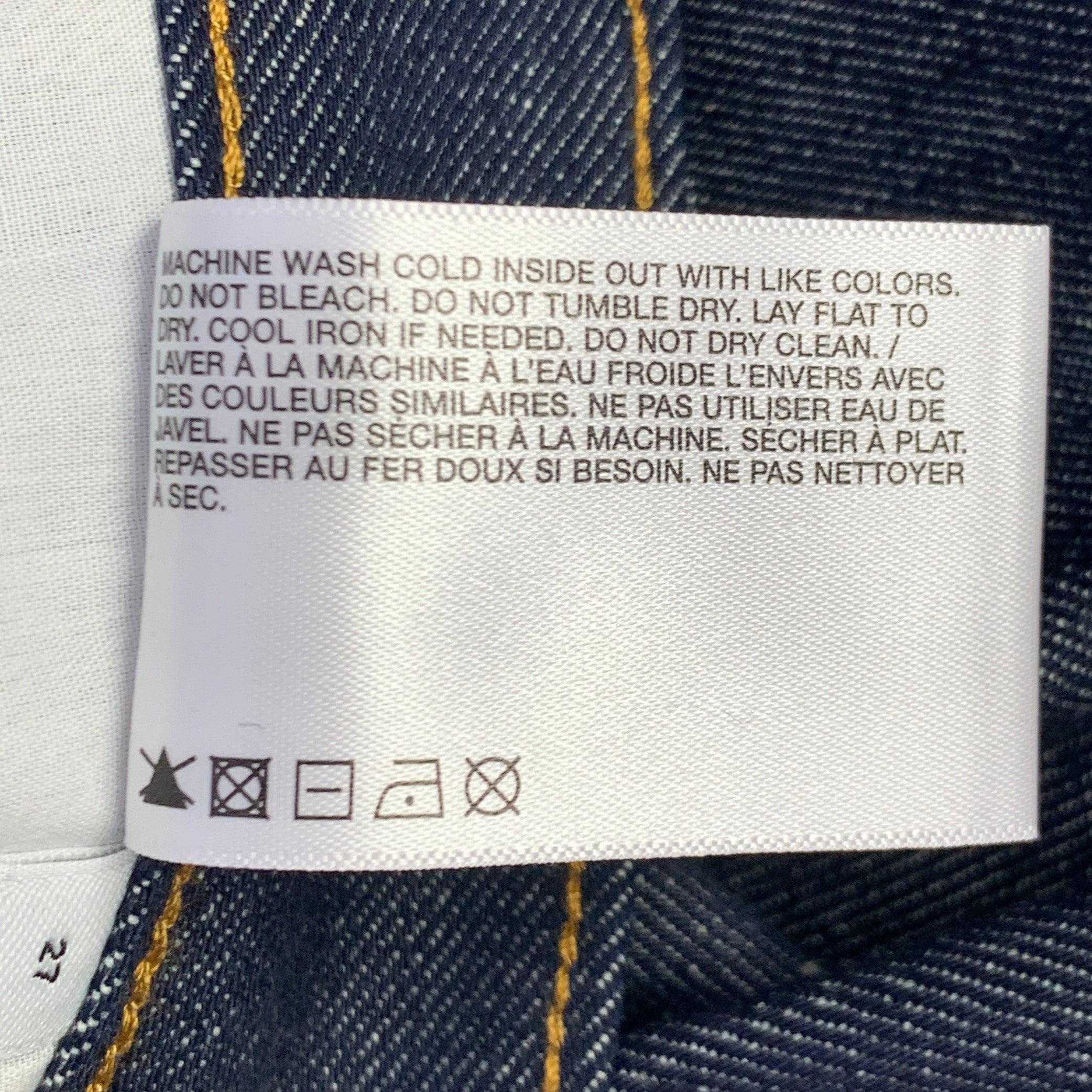 Men's HELMUT LANG Size 27 Mid Rise Slim Indigo Contrast Stitch Cotton Slim Straight Jeans For Sale