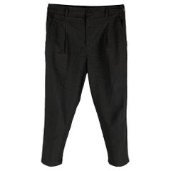 HELMUT LANG Taille 30 Noir Seersucker Elastane Blend Pantalon décontracté à devant plat