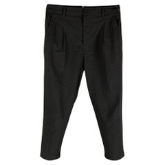 HELMUT LANG Size 30 Black Seersucker Elastane Blend Flat Front Casual Pants