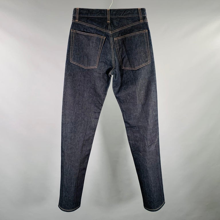 HELMUT LANG Size 30 Blue Indigo Contrast Stitch Cotton Straight  