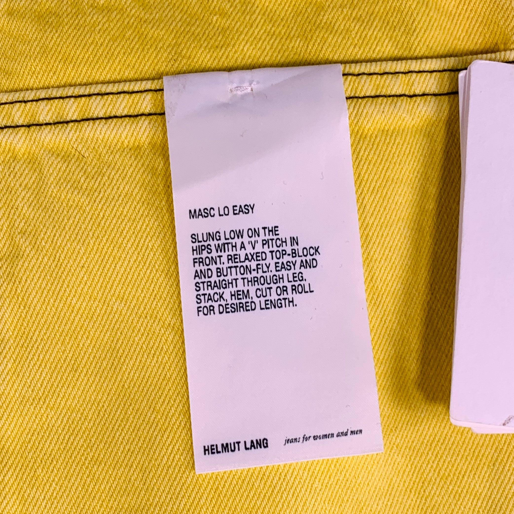 HELMUT LANG Taille 30 Masc Lo Easy Yellow Contrast Stitch Cotton Zip Fly Jeans Excellent état - En vente à San Francisco, CA