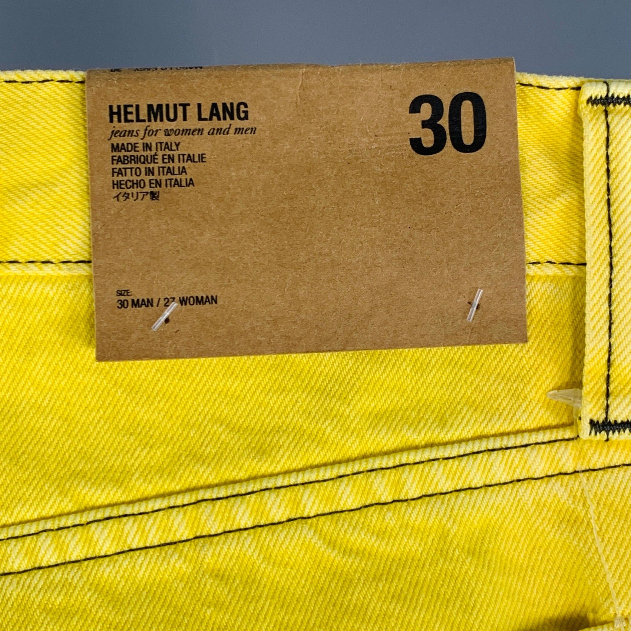 HELMUT LANG Taille 30 Masc Lo Easy Yellow Contrast Stitch Cotton Zip Fly Jeans Pour hommes en vente