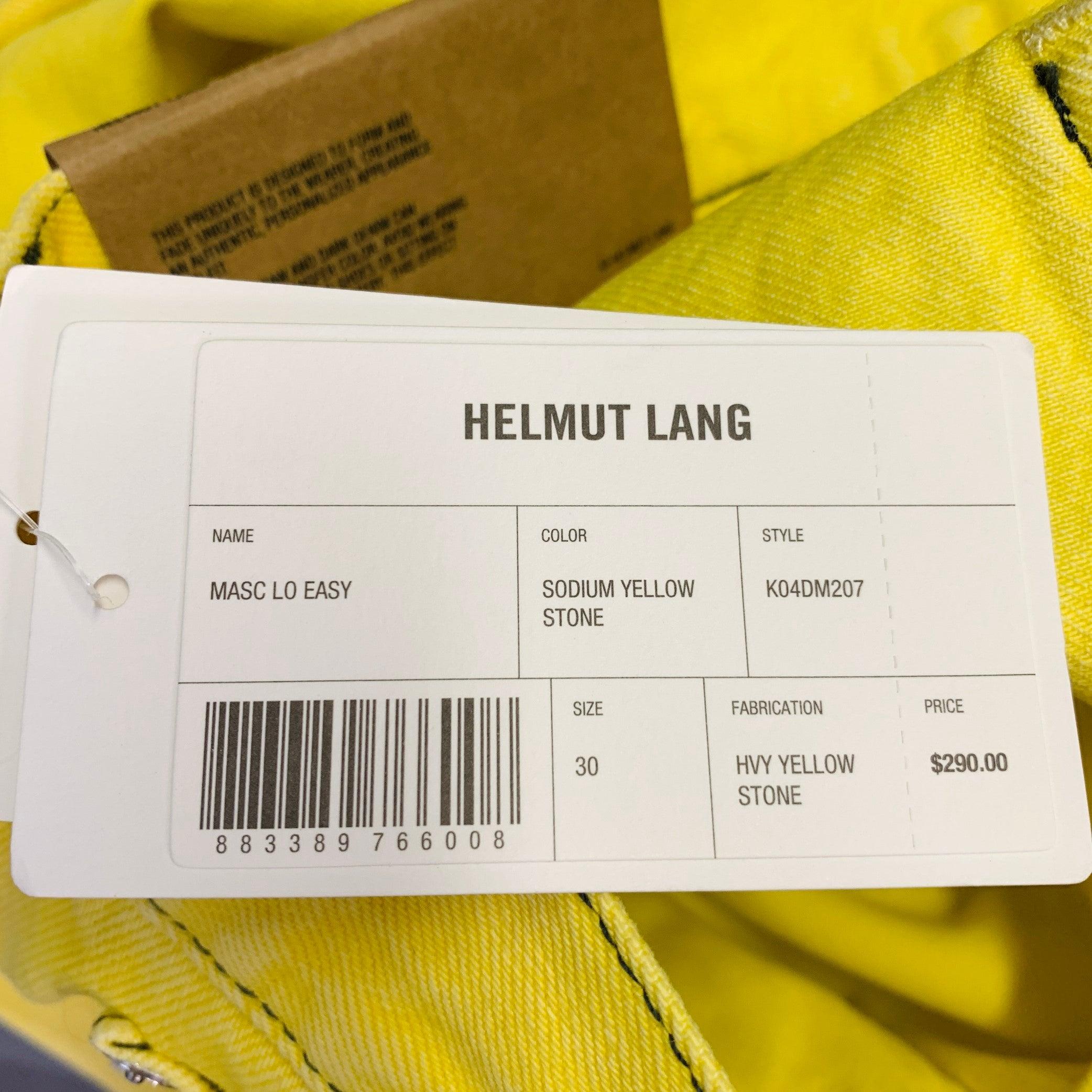 HELMUT LANG Taille 30 Masc Lo Easy Yellow Contrast Stitch Cotton Zip Fly Jeans en vente 3