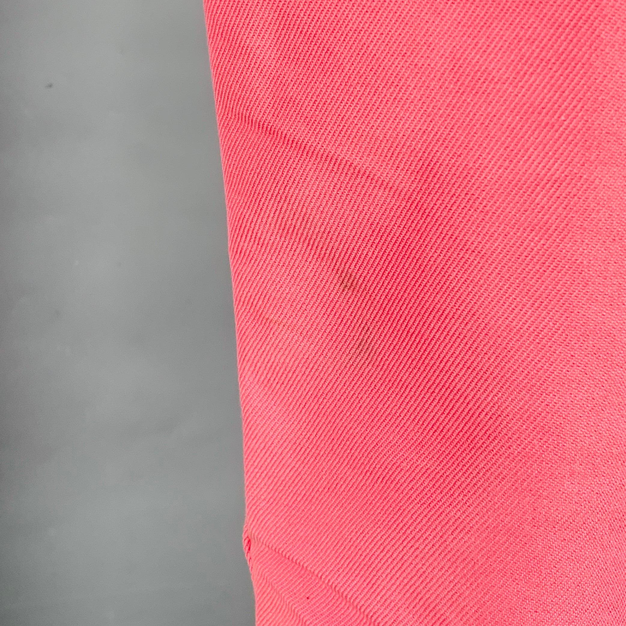 Men's HELMUT LANG Size 30 Pink Cotton Blend Slim Straight Button Fly Jeans For Sale