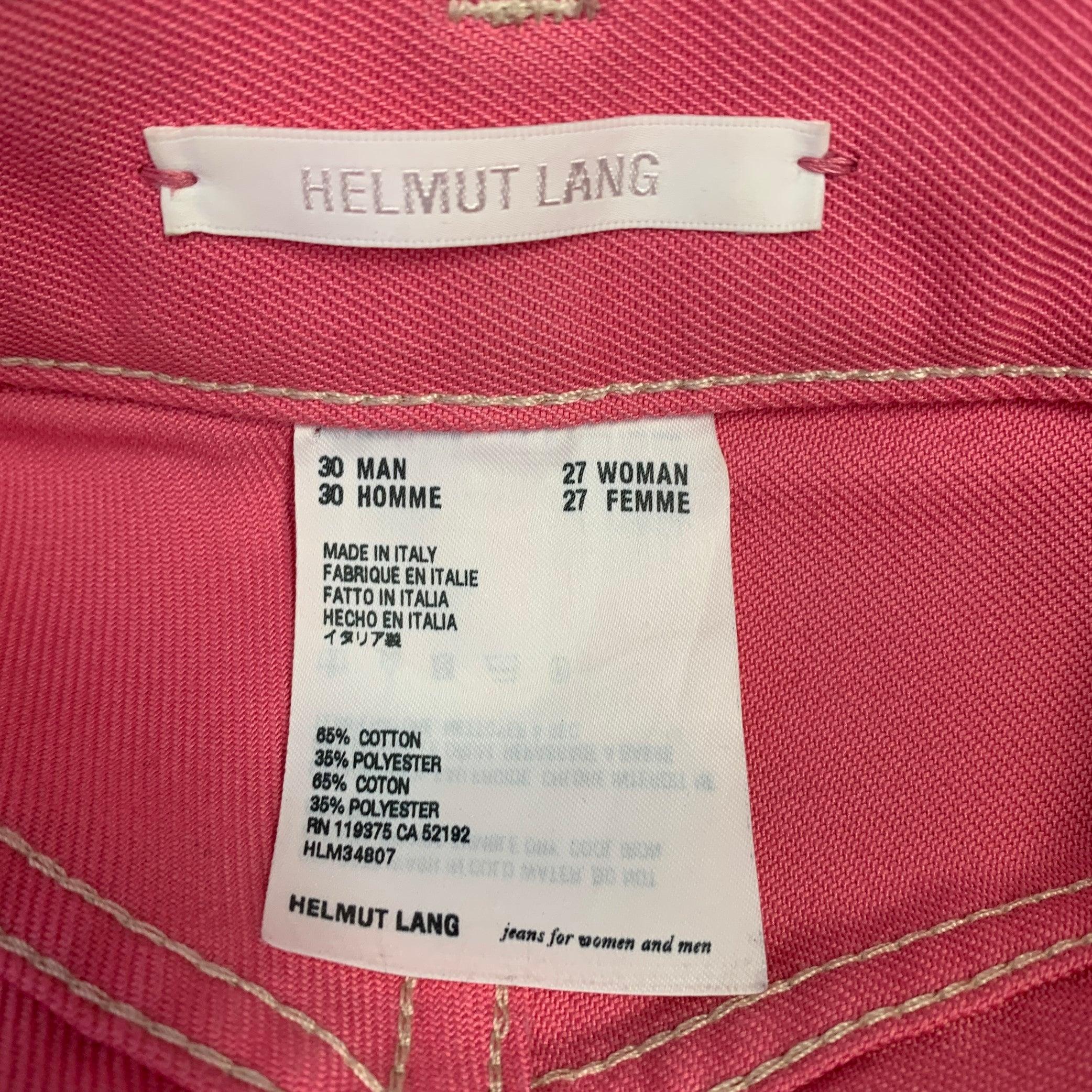 HELMUT LANG Size 30 Pink Cotton Blend Slim Straight Button Fly Jeans For Sale 4