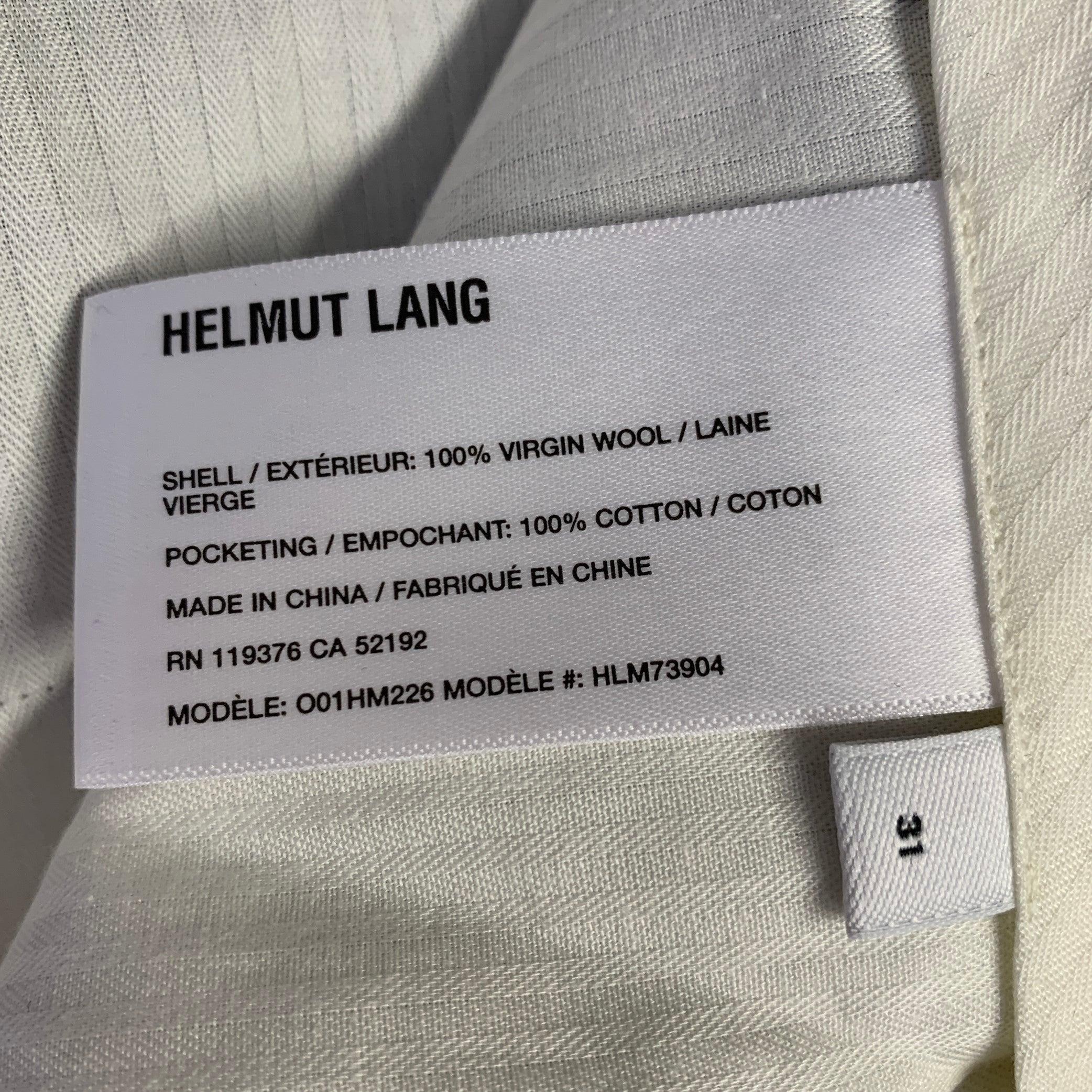HELMUT LANG Talla 31 Negro Contraste Lana Virgen Frente Plano Pantalones de vestir en Excelente estado para la venta en San Francisco, CA