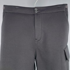 HELMUT LANG Size 32 Black Modal Side Tabs Casual Pants