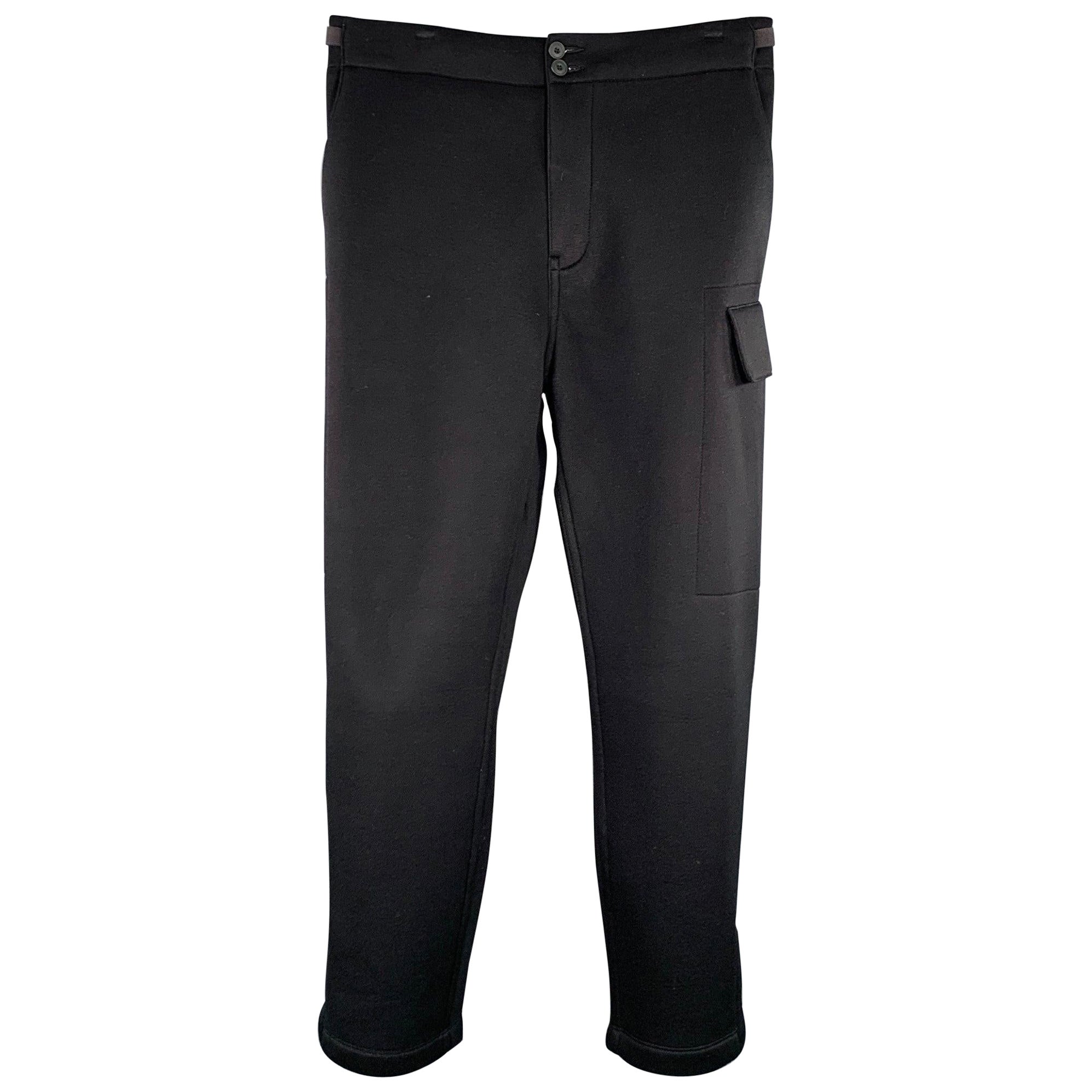 HELMUT LANG Taille 32 Pantalon décontracté en modal noir avec pattes latérales