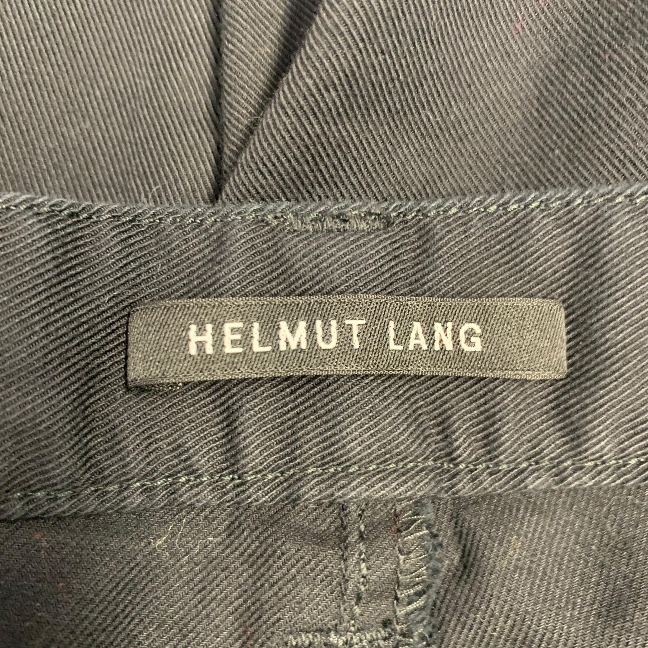 Men's HELMUT LANG Size 32 Black Twill Cotton Blend Pleated Casual Pants