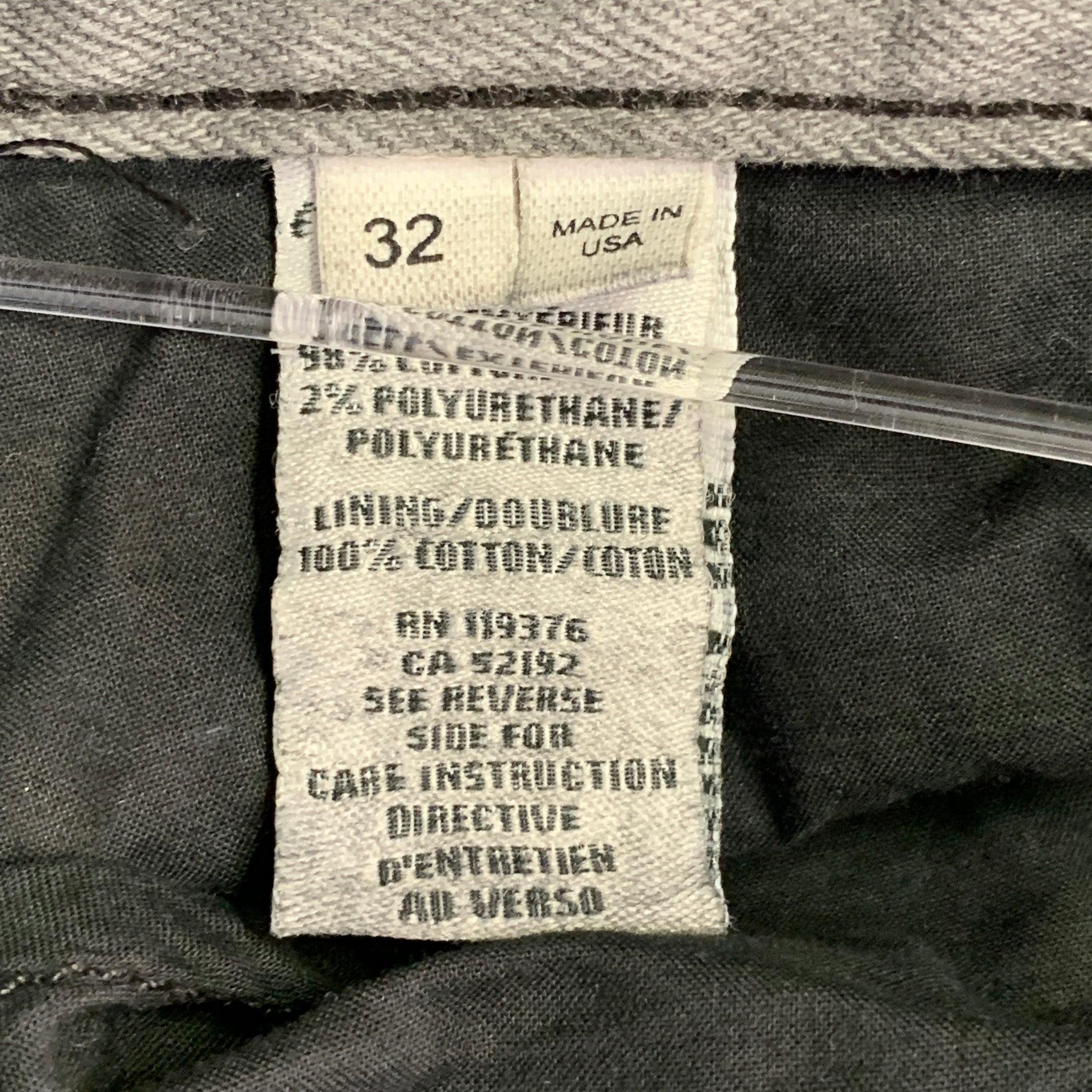 HELMUT LANG Size 32 Grey Charcoal Cotton Blend Slim Straight Jeans 2