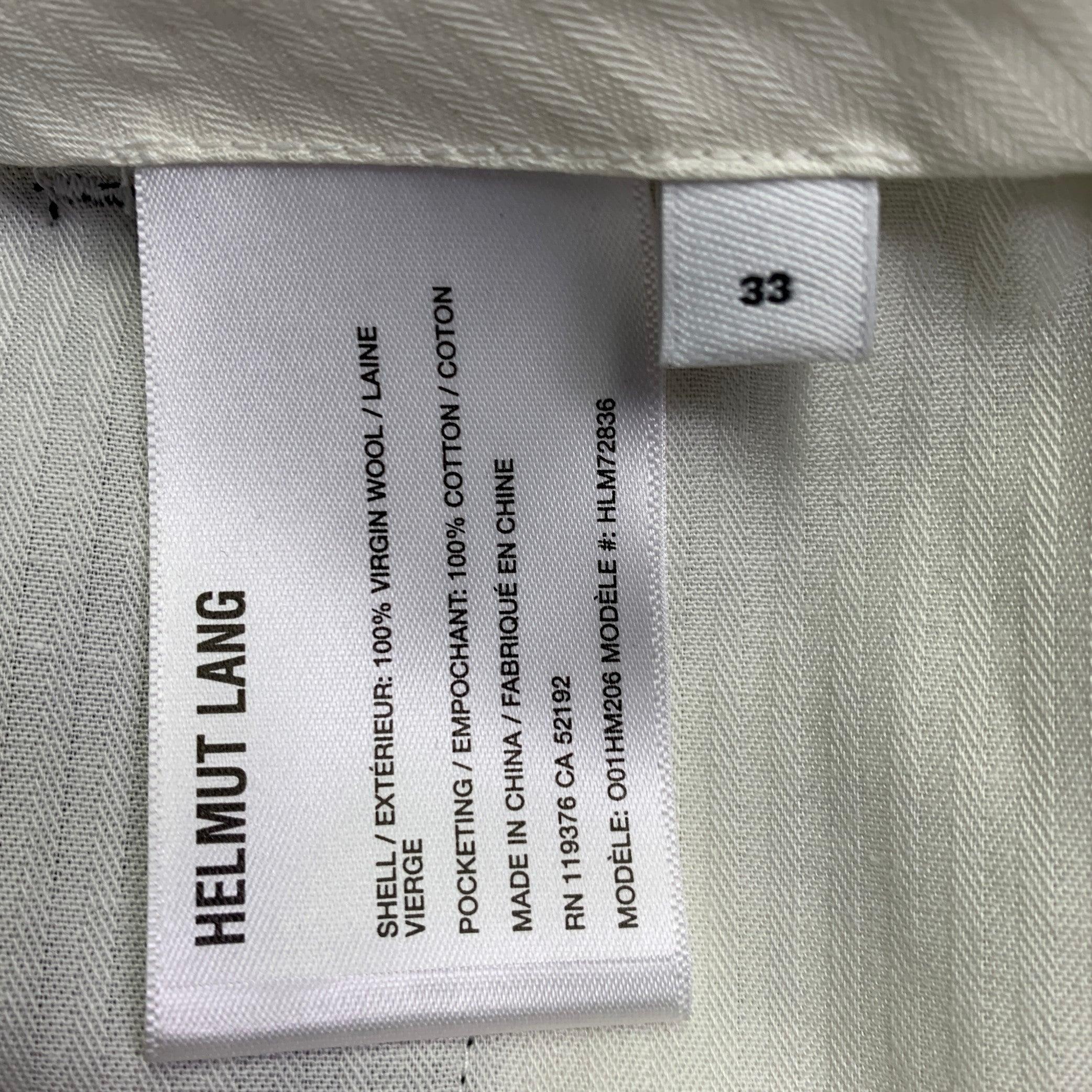 Uomo Helmut Lang Taglia 33 Pantalone Auto Nero Lana Zip Fly Dress Pants in vendita