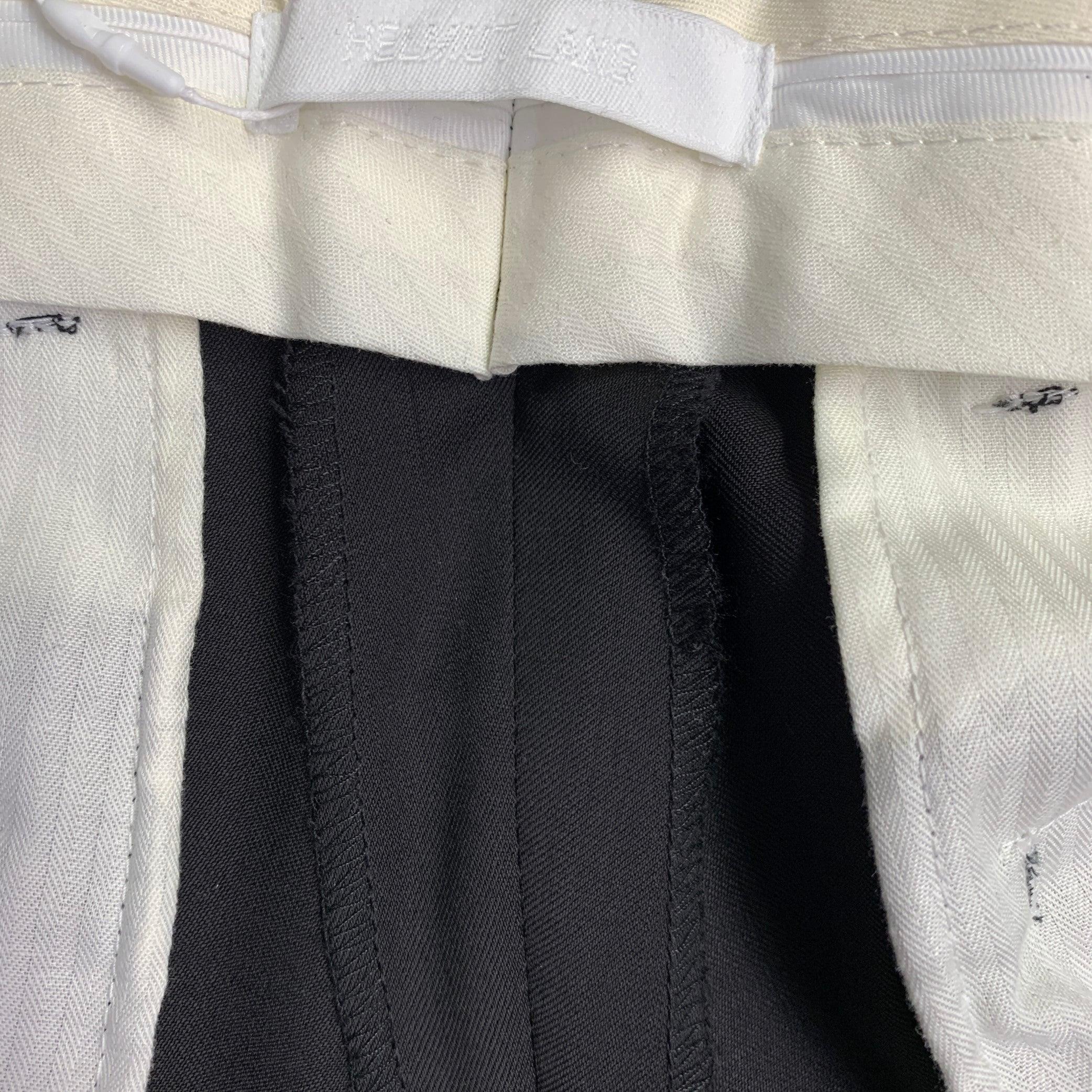 Helmut Lang Taglia 34 Pantalone Auto Nero Lana Zip Fly Dress Pants in vendita 1