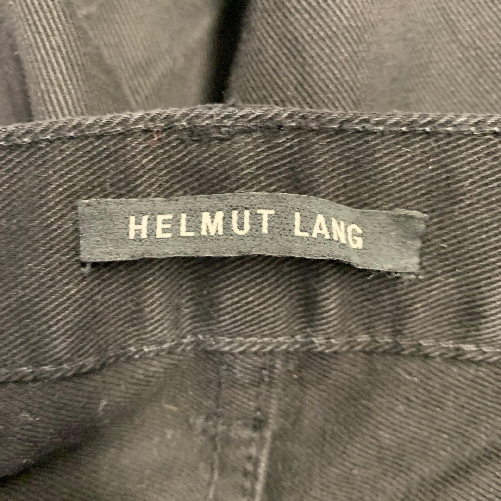 HELMUT LANG Size 38 Black Twill Cotton Distressed Jeans For Sale 1