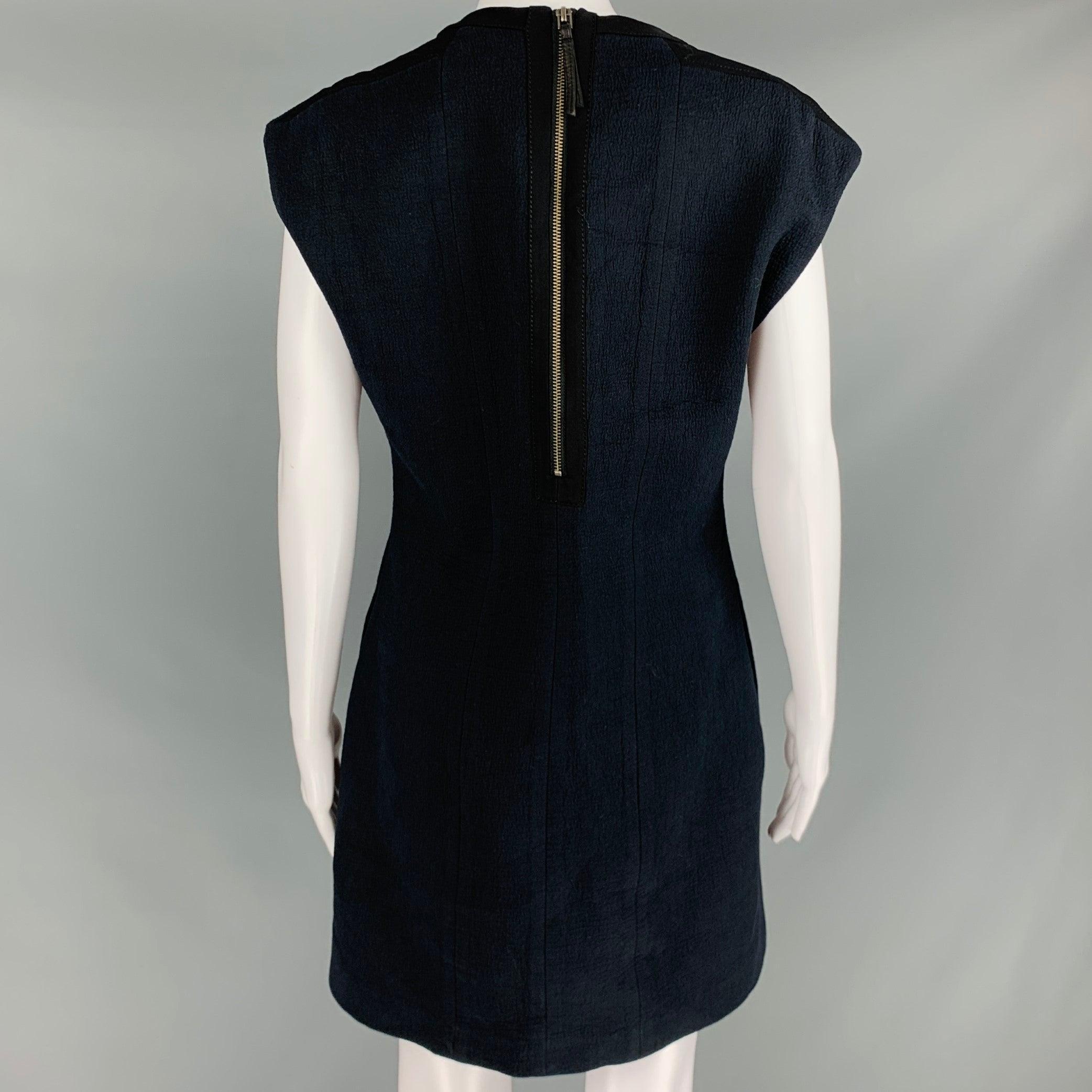 Women's HELMUT LANG Size 4 Black Cotton Wool Textured Sleeveless Dress For Sale