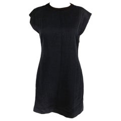HELMUT LANG Schwarzes ärmelloses Kleid aus strukturierter Baumwolle und Wolle in Größe 4